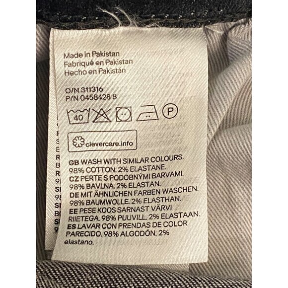 H&M Divided Skinny Jeans Mens 36 Gray Washed Biker Moto Ribbed Stretch Denim - Picture 13 of 13